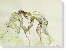 "Encadenados", 2011, tinta sobre papel, 23 x 31 cm