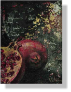 "Granos de granada", 2009, tcnica mixta  sobre lienzo, 24 x 18 cm